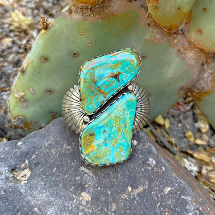 Ray Delgarito Navajo Sterling Silver Turquoise Cuff Bracelet