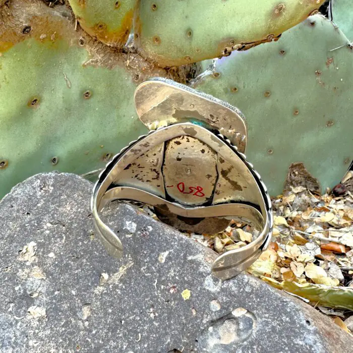 Ray Delgarito Navajo Sterling Silver Turquoise Cuff Bracelet - Image 2