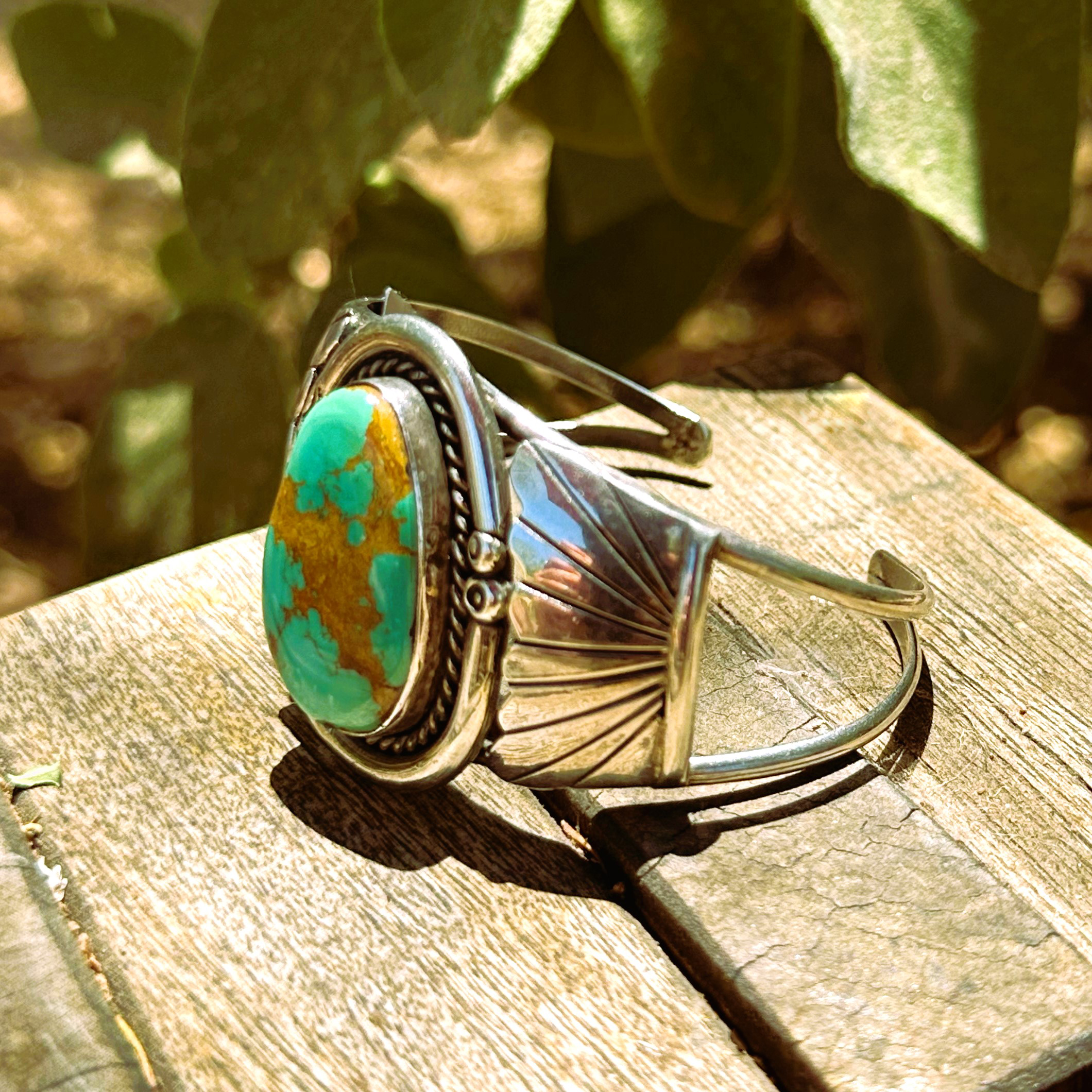 Vintage Navajo Sterling Silver Green Turquoise Native Cuff Bracelet | eBay