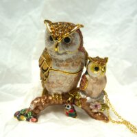 Ms. Owl and Owlet Trinket Box with Matching Mini Necklace - Image 2