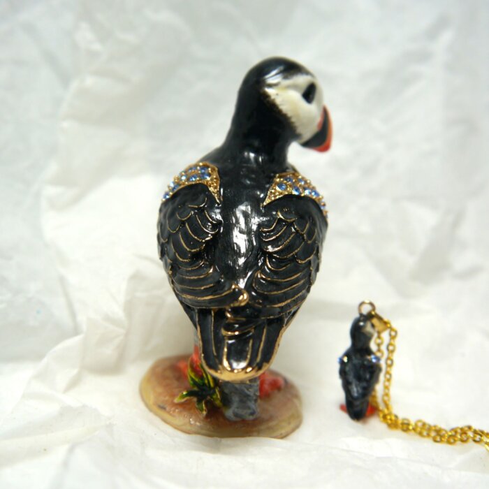 Dainty Puffin Trinket Box with Matching Mini Necklace - Image 3