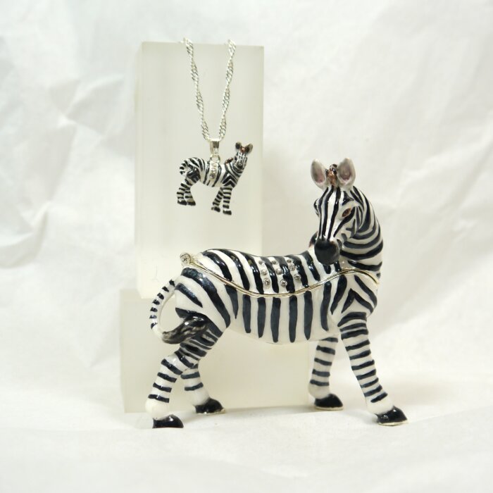 Zesty Zebra Trinket Box with Matching Mini Necklace