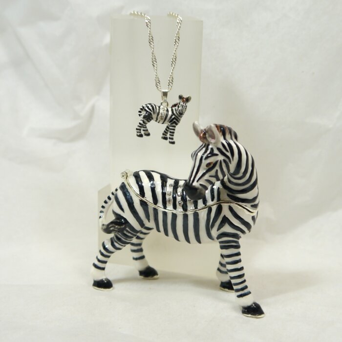 Zesty Zebra Trinket Box with Matching Mini Necklace - Image 3