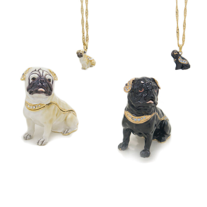 Puggy Pug Trinket Box with Matching Mini Necklace - Image 3