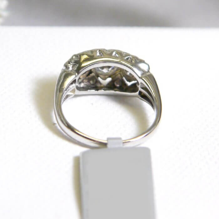 14k White Gold .75ctw Art Deco Engagement 3 Center Stone Diamond Ring - Image 4