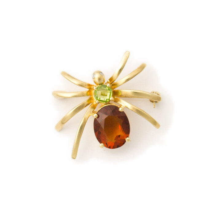 14k Yellow Gold Citrine & Peridot Spider Pin/Pendant