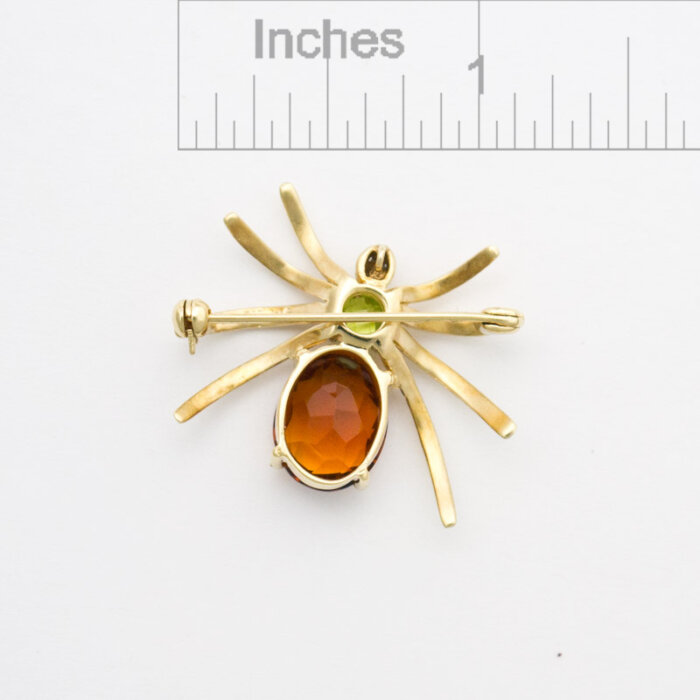 14k Yellow Gold Citrine & Peridot Spider Pin/Pendant - Image 2