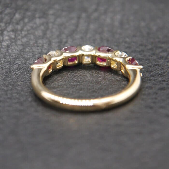 Oval Ruby & Round Diamond Band in 14k Yellow Gold - Image 4