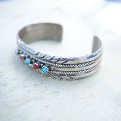 Navajo Sterling Silver Stamp Work Cuff Bracelet