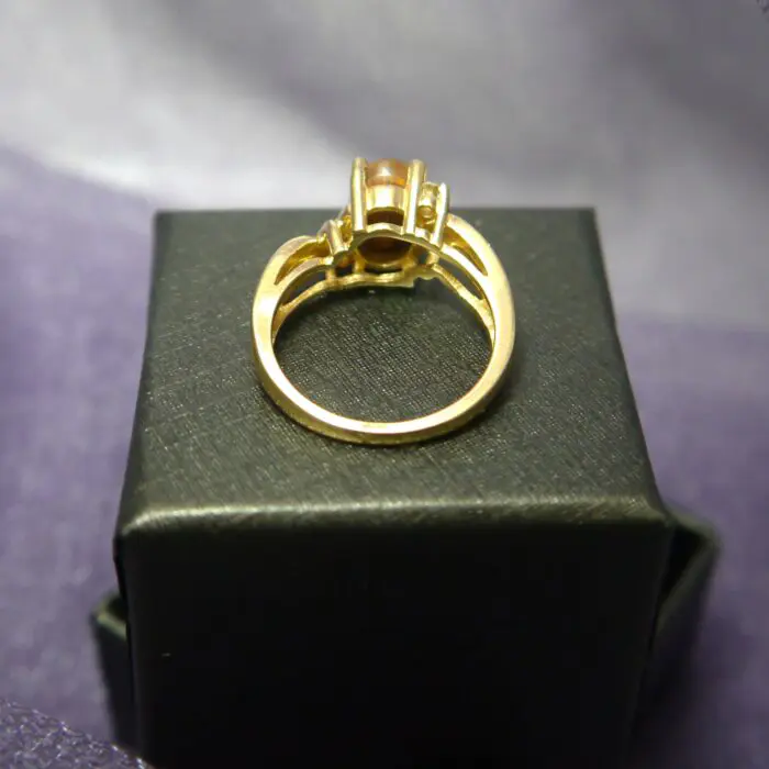 Black Oval Opal & Diamond Ring in 14k Yellow Gold - Image 4