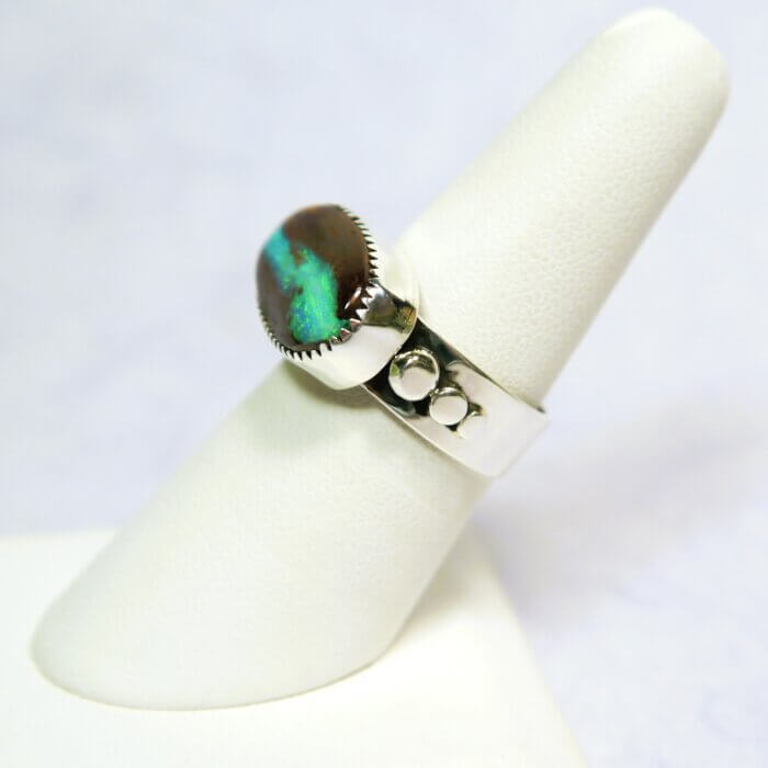Sterling Silver Australian Boulder Opal Handmade Ring - Image 3