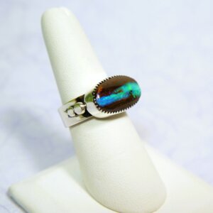 Sterling Silver Australian Boulder Opal Handmade Ring - Image 2
