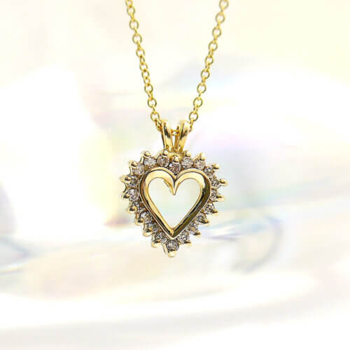 Diamond Heart Pendant in 14k Yellow Gold