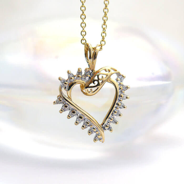 10k Yellow Gold Diamond Heart Pendant