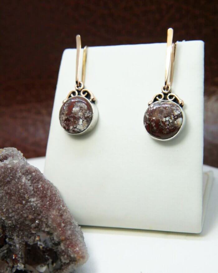 Wild Horse Stone Detachable Charm Threader Earring in Sterling Silver & 14k Rose Gold