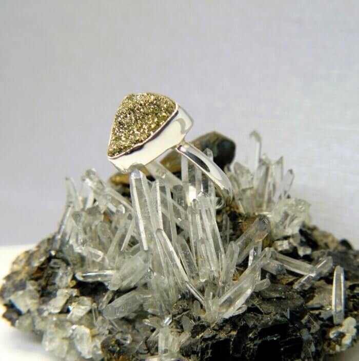 Spectro Pyrite Druzy Ring in Sterling Silver - Image 2