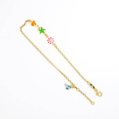 14k Yellow Gold Sea Life Anklet