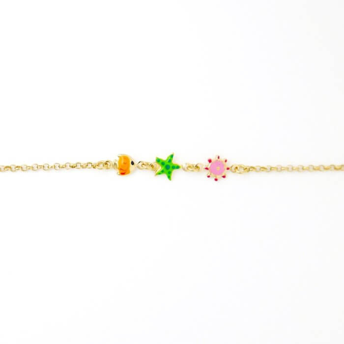 14k Yellow Gold Sea Life Anklet