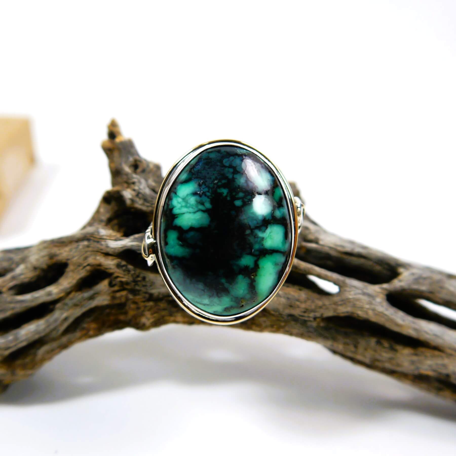 Royston Turquoise Custom Sterling Silver & 14k Yellow Gold Ring