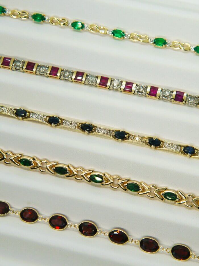 14k Yellow Gold Oval Garnet Bezel Set Bracelet - Image 2