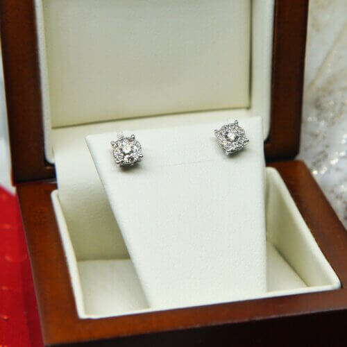 0.30ctw Cluster Diamond Stud Post Earrings in 14k White Gold