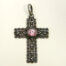 Sterling Silver Oval Pink Stone Cross Pendant