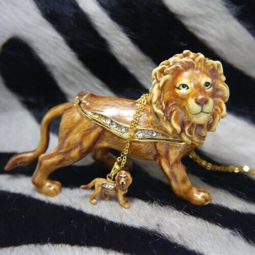 Lion Trinket Box with Matching Mini Necklace