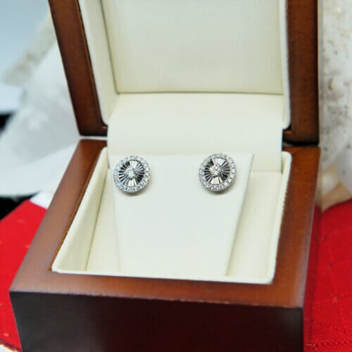 14k White Gold Miracle Diamond Post Stud Earrings