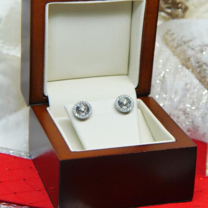 14k White Gold Miracle Diamond Post Stud Earrings