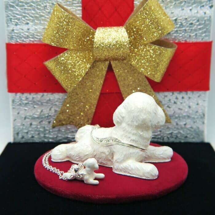Winnie White Dog Trinket Box with Matching Mini Necklace - Image 2