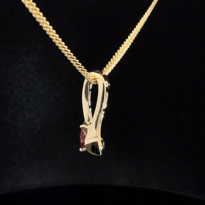 Oval Tourmaline & Baguette Diamond Slide Pendant in 14k Yellow Gold - Image 3