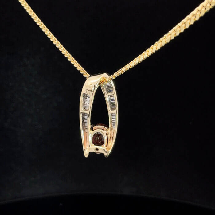 Oval Tourmaline & Baguette Diamond Slide Pendant in 14k Yellow Gold - Image 5