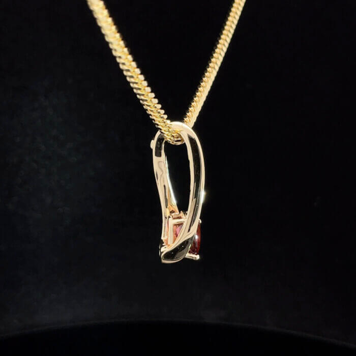 Oval Tourmaline & Baguette Diamond Slide Pendant in 14k Yellow Gold - Image 4