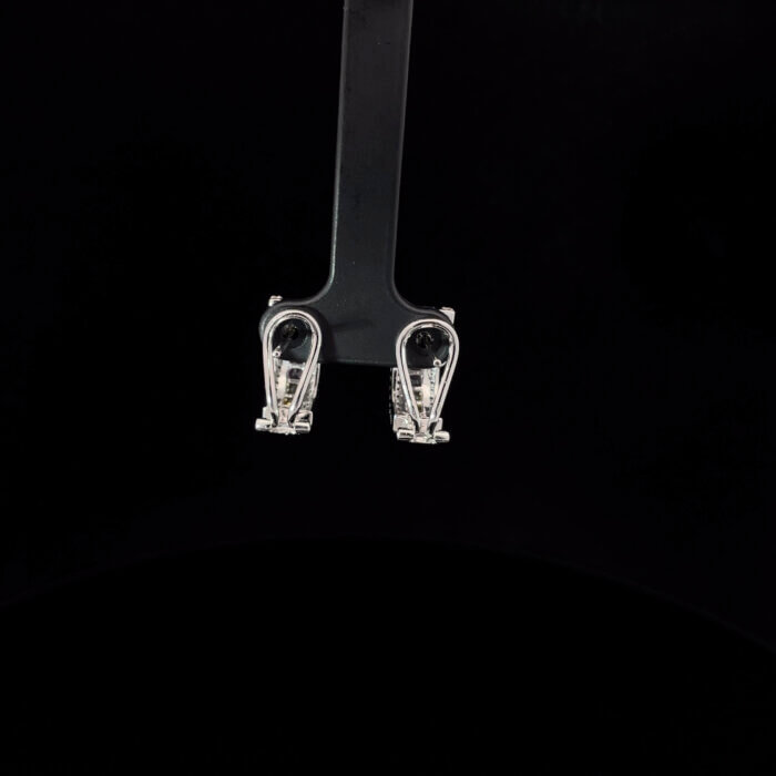 14k White Gold Rainbow Sapphire & Diamond Half Hoop Earrings - Image 3