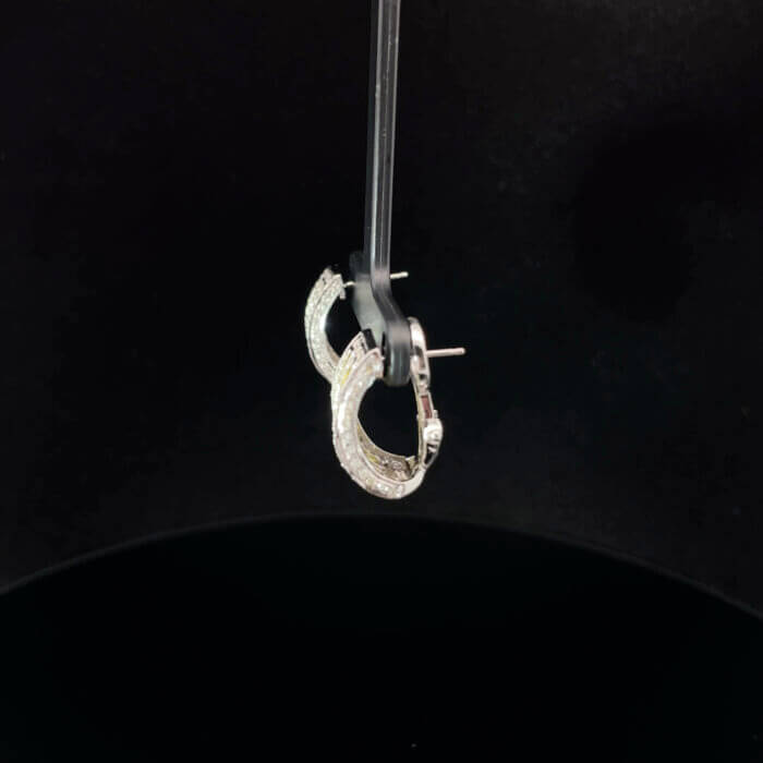 14k White Gold Yellow & White Diamond Pave Hoop Earrings - Image 5