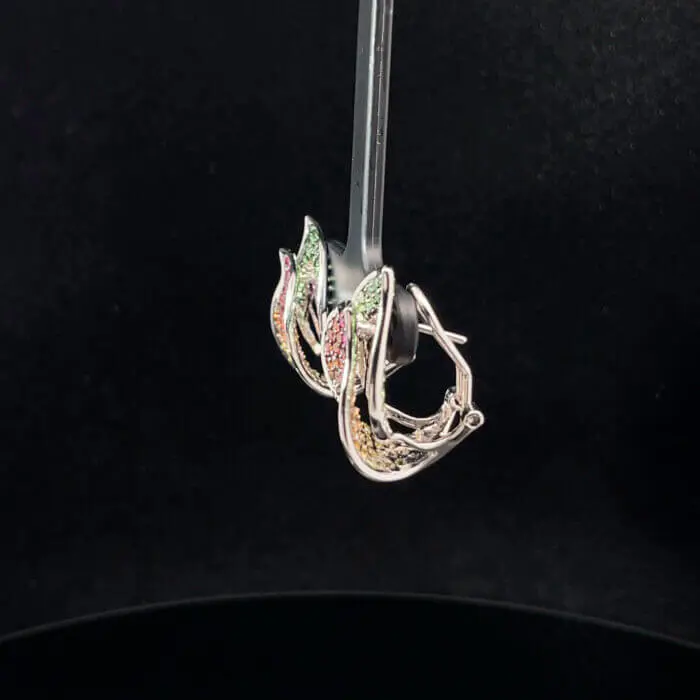 14k White Gold Multi-Gemstone Earrings - Image 2