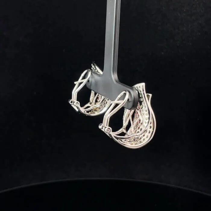 14k White Gold Multi-Gemstone Earrings - Image 3