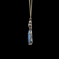 Pear Cut Cabochon Black Opal & Diamond Pendant in 10k Yellow Gold - Image 4