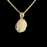 Opal & Diamond Halo Enhancer Pendant in 14k Yellow Gold - Image 6