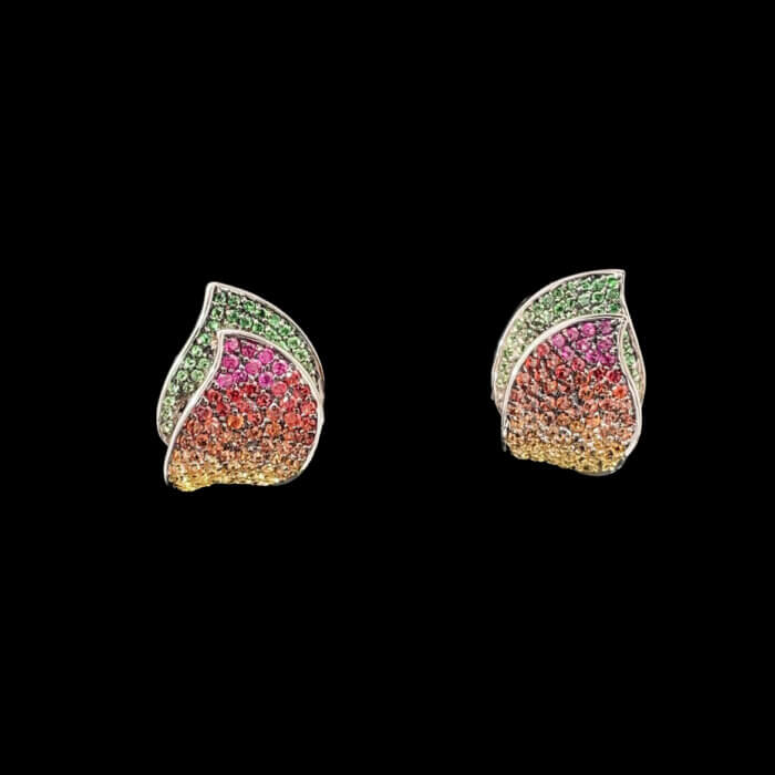 14k White Gold Multi-Gemstone Earrings