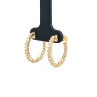 14k Yellow Gold Lab Diamond Inside Out Hoop Earrings