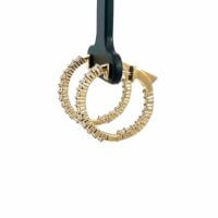 14k Yellow Gold Lab Diamond Inside Out Hoop Earrings - Image 2