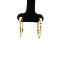 14k Yellow Gold Lab Diamond Inside Out Hoop Earrings - Image 4