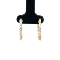 14k Yellow Gold Lab Diamond Inside Out Hoop Earrings - Image 3