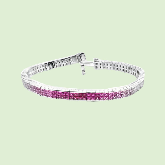 18k White Gold Ombré Pink Sapphire Bracelet