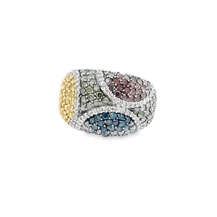 14k Yellow Gold Multi-Colored Diamond Ring
