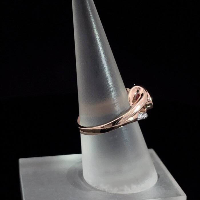 Oval Rubellite & Diamond Ring in 14k Rose Gold - Image 4