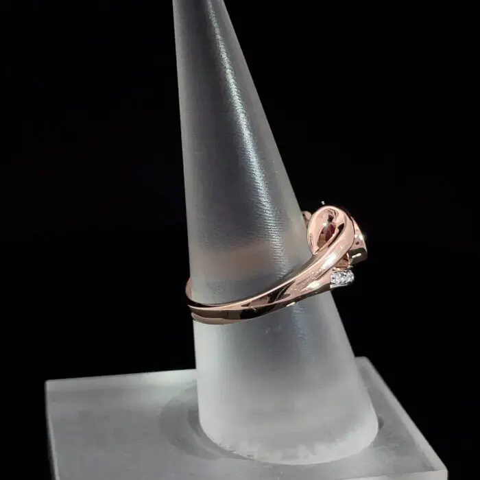 Oval Rubellite & Diamond Ring in 14k Rose Gold - Image 4