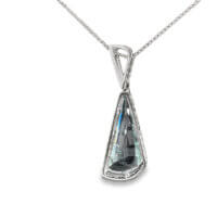 Fancy-Cut Aquamarine & Diamond Pendant in 18k White Gold - Image 4