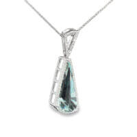 Fancy-Cut Aquamarine & Diamond Pendant in 18k White Gold - Image 3